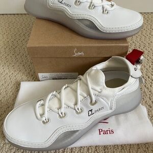 NIB Christian Louboutin Arpoador White Leather Drawstring Low Top Sneakers 43.5